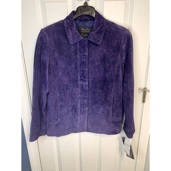 Terry Lewis Classic Luxuries Jackets & Blazers - Terry Lewis Classic Luxuries Purple Leather Suede Jacket Size 14 NWT